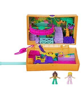 Polly Pocket Jungle Safari Compact, 2 Micro Dolls & Accessories